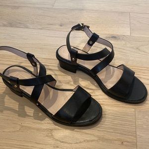 Topshop Black Leather Criss Cross Sandals